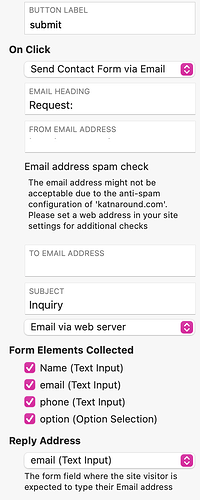 settings godaddy submit form